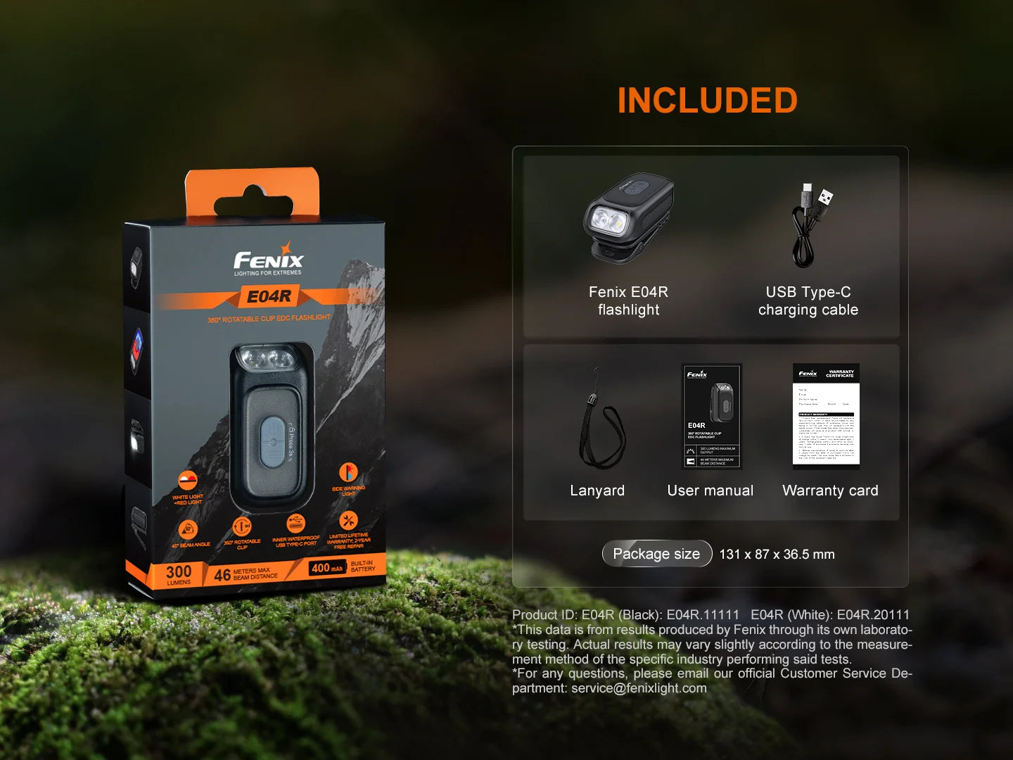Fenix E04R - Lampe torche EDC compacte - 300 lumens