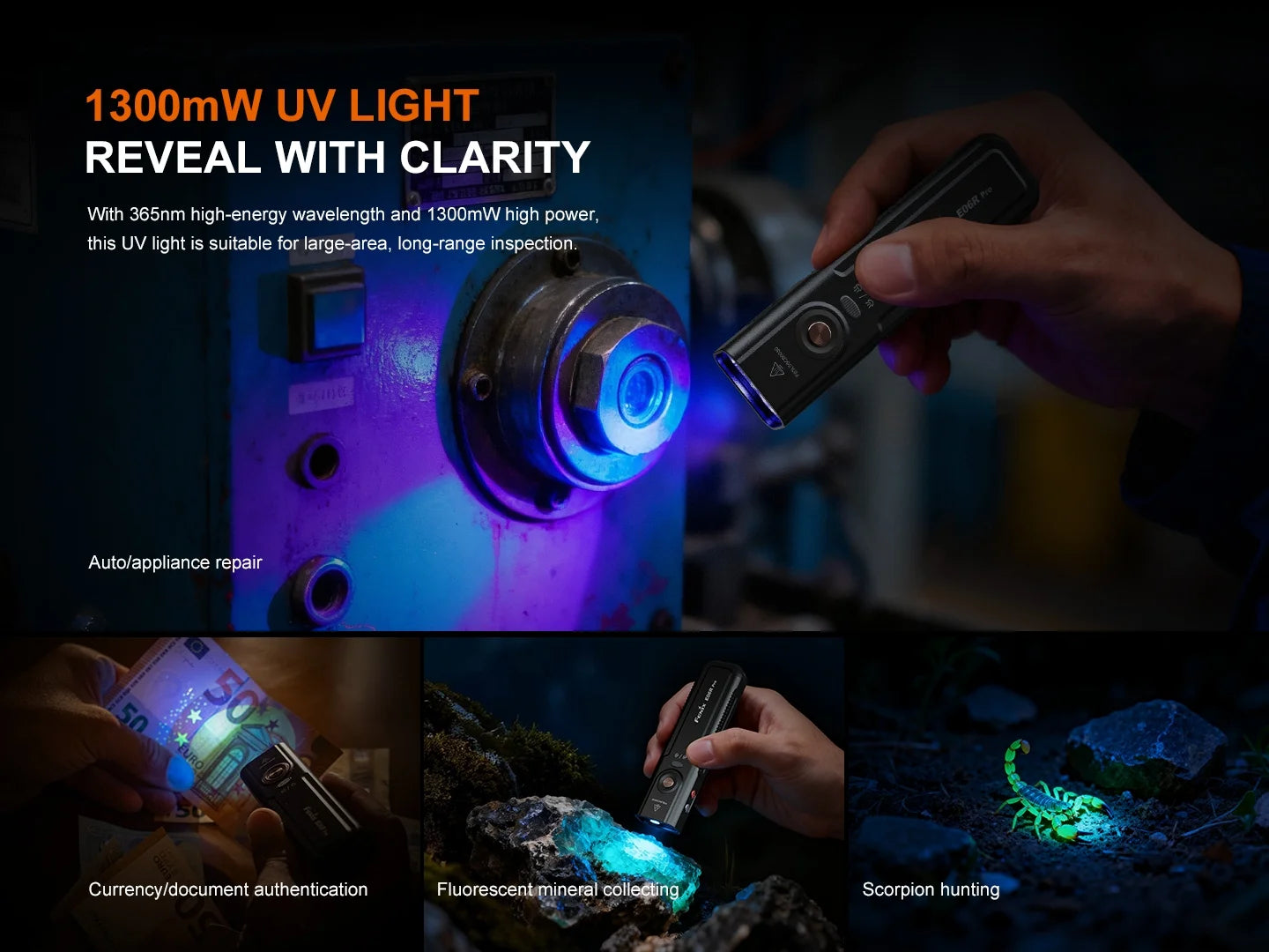 Fenix E06R Pro - Lampe torche à trois sources lumineuses et double interrupteur - 1600 lumens