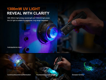 Fenix E06R Pro - Lampe torche à trois sources lumineuses et double interrupteur - 1600 lumens