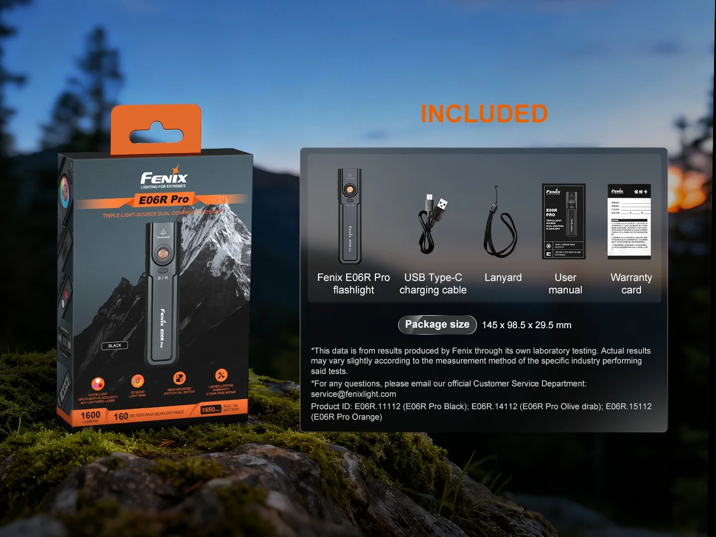 Fenix E06R Pro - Lampe torche à trois sources lumineuses et double interrupteur - 1600 lumens