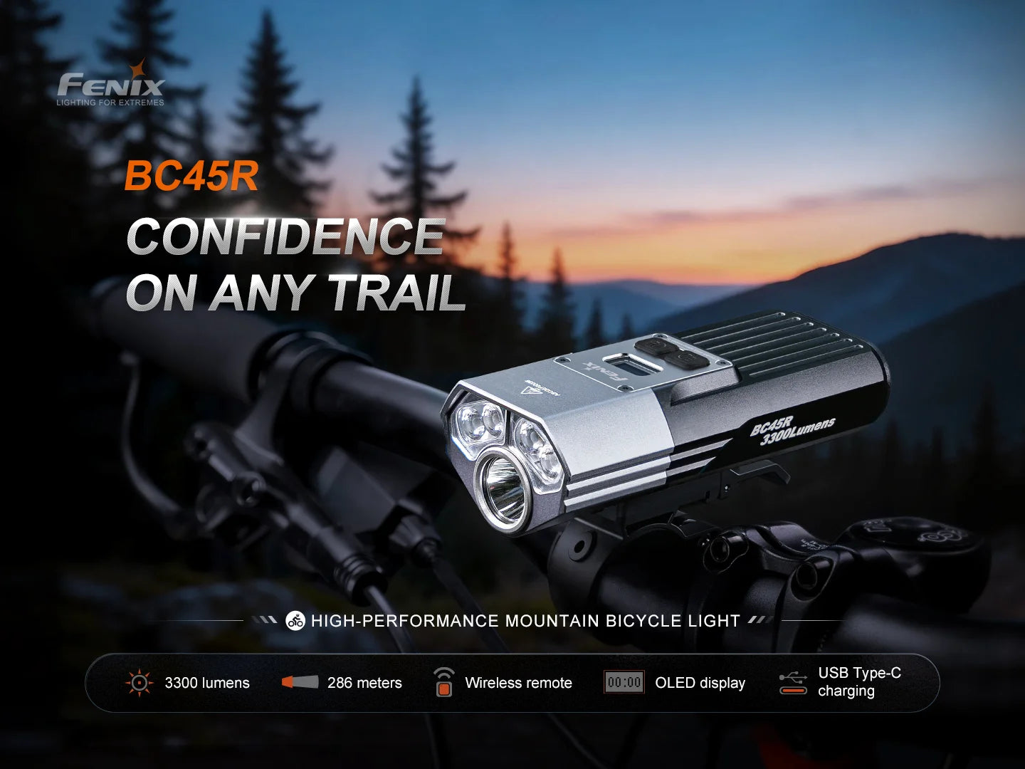 Fenix BC45R - Lampe de vélo haute performance - 3300 lumens