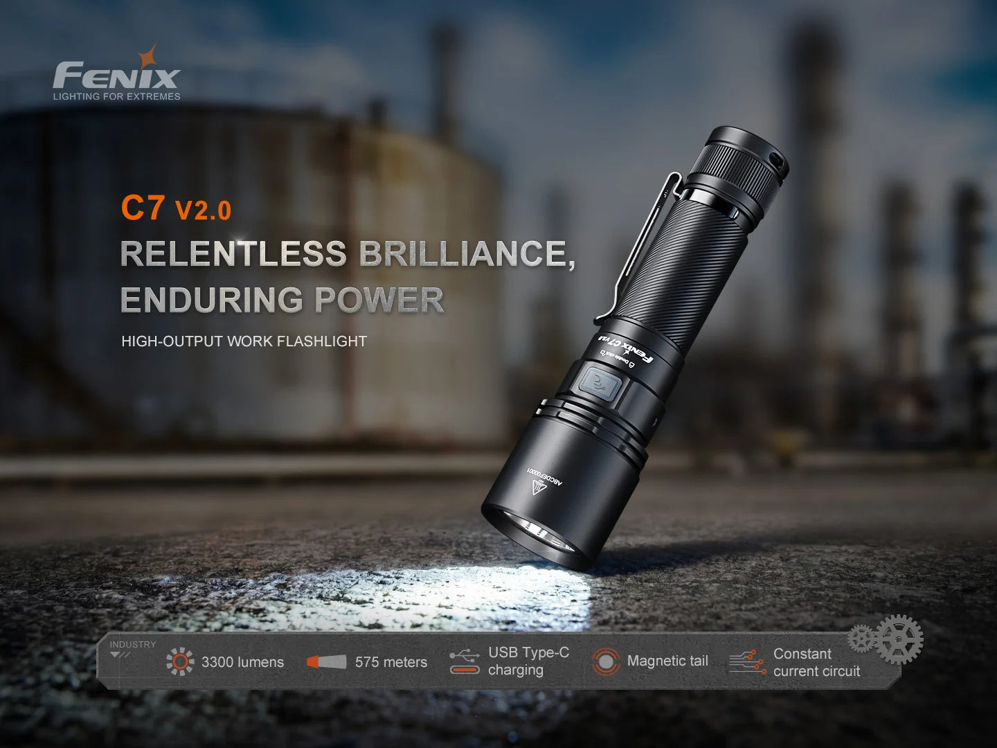 Fenix C7 V2.0 - Lampe de poche haute performance rechargeable - 3300 lumens