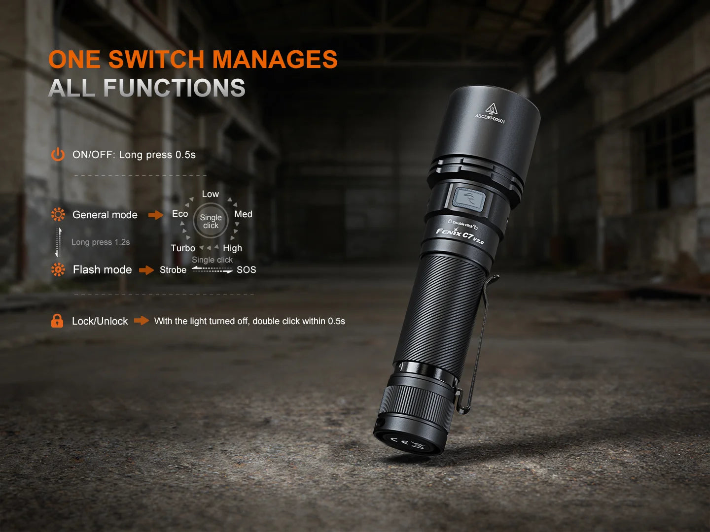Fenix C7 V2.0 - Lampe de poche haute performance rechargeable - 3300 lumens