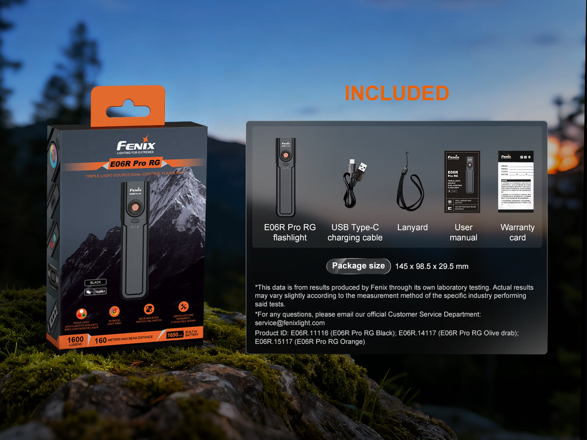 Fenix E06R Pro RG - Lampe torche à trois sources lumineuses et double interrupteur - 1600 lumens