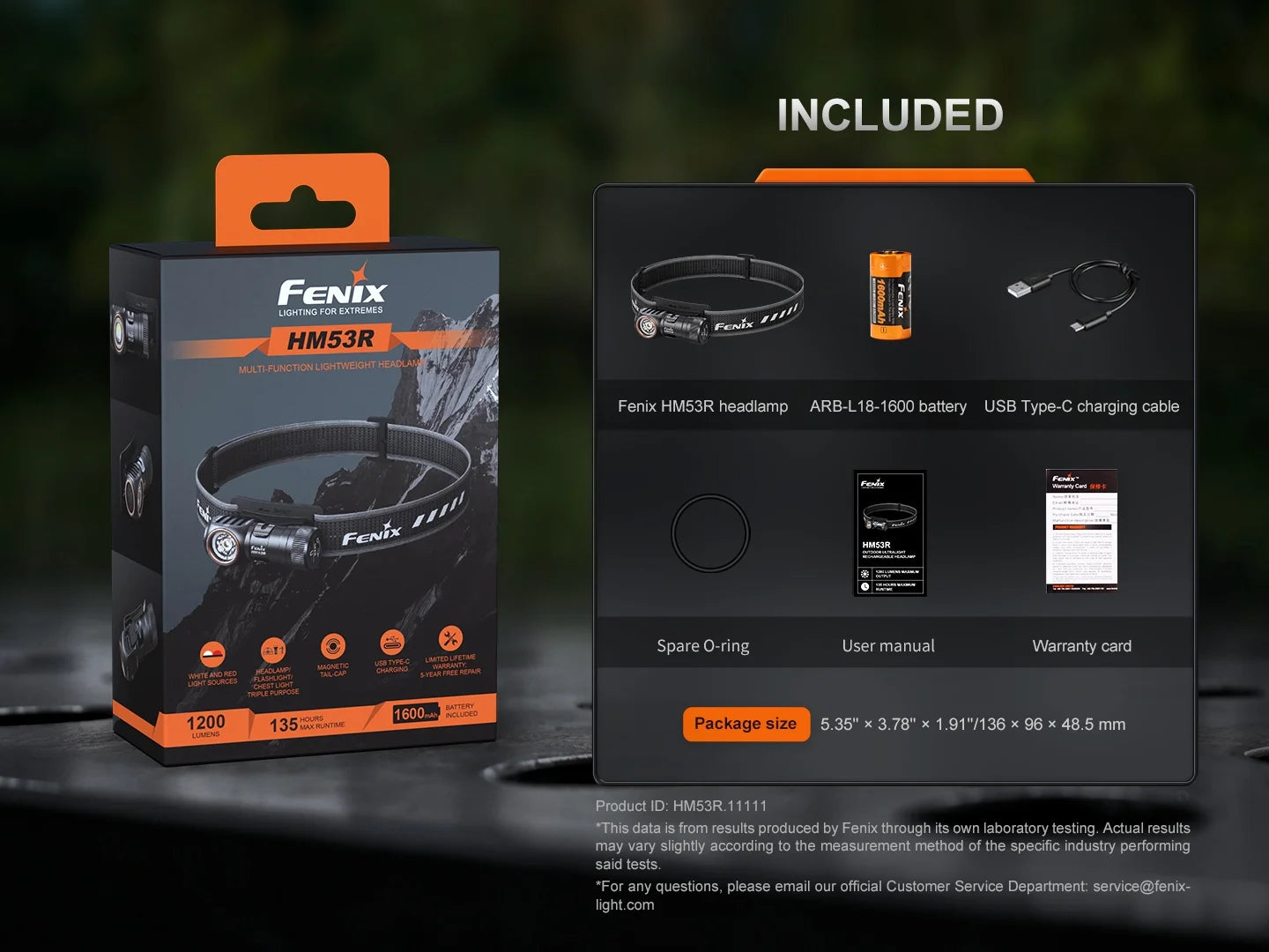 Fenix HM53R - Lampe frontale légère multifonction - 1200 lumens
