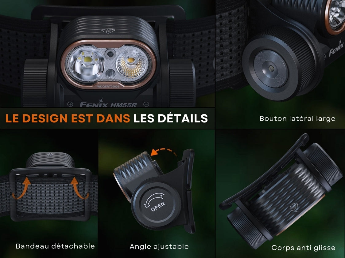 FENIX - HM55R - Lampe frontale ultra légère - 1200 LUMENS - Revendeur Officiel Lampes FENIX depuis 2008 | Votre Boutique en ligne FENIX®