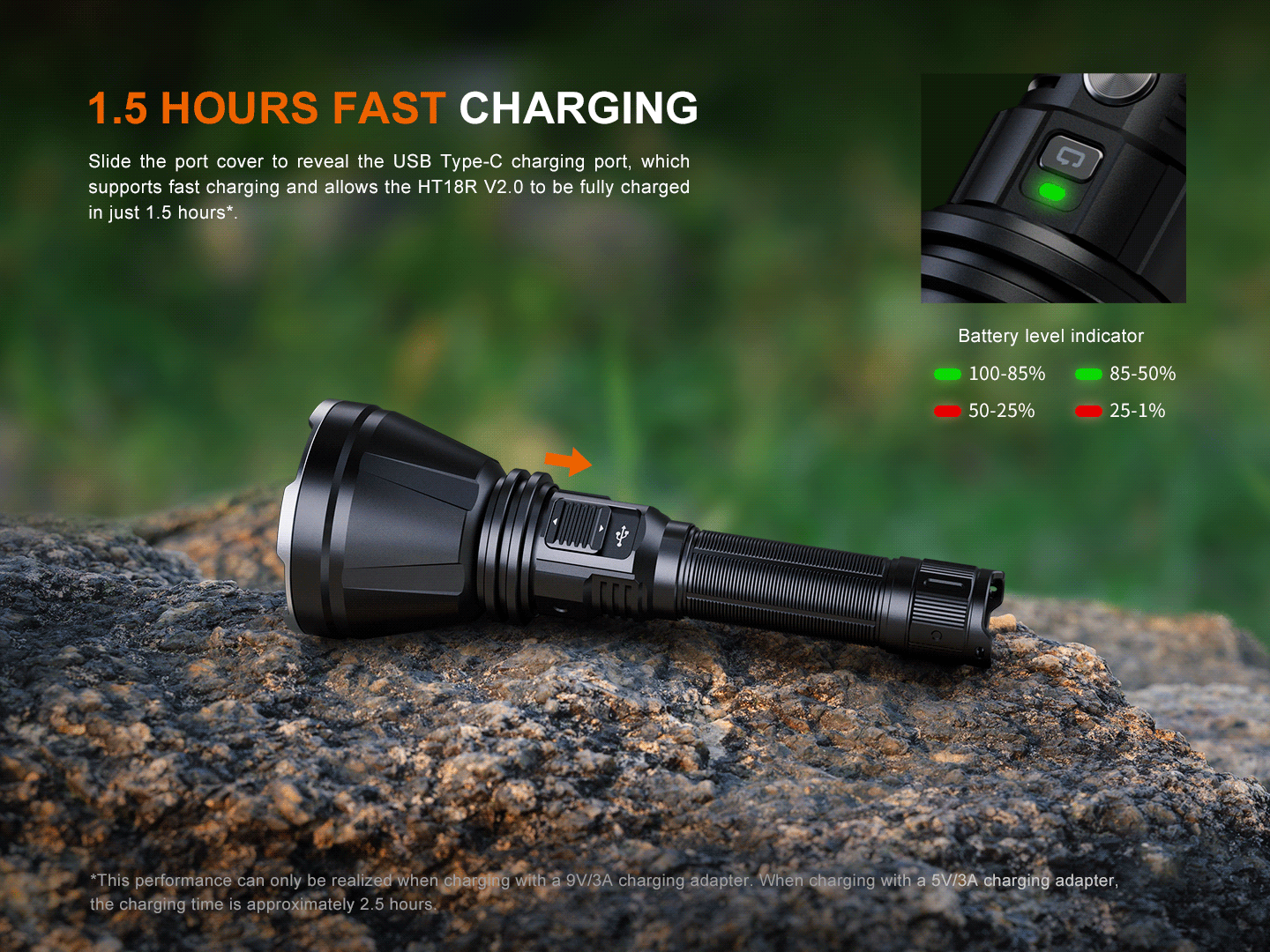 Fenix HT18R V2.0 - Lampe de poche multimodes longue portée - 3700 lumens