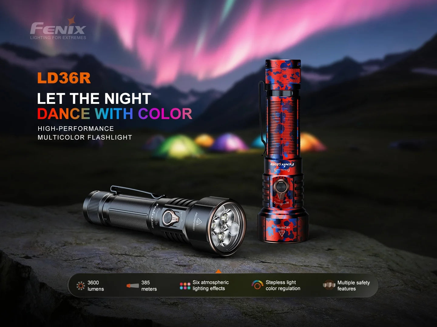 Fenix LD36R - Lampe de poche multicolore haute performance - 3600 lumens