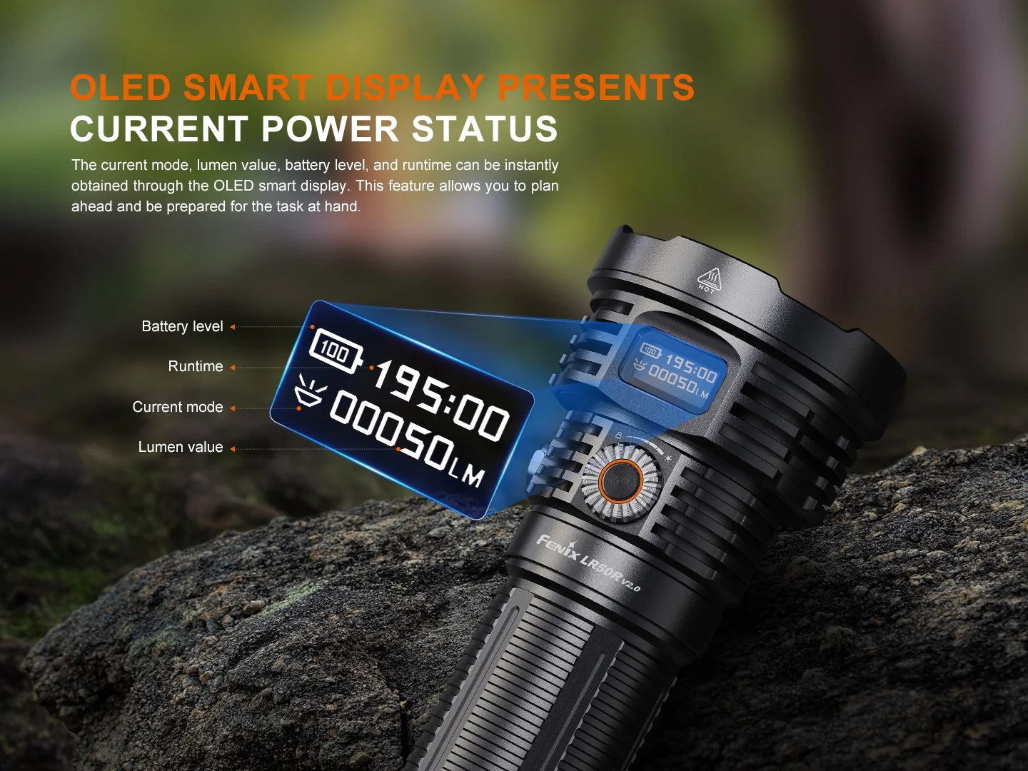 Fenix LR50R V2.0 - Lampe de poche multifonction super lumineuse rechargeable - 18 000 lumens
