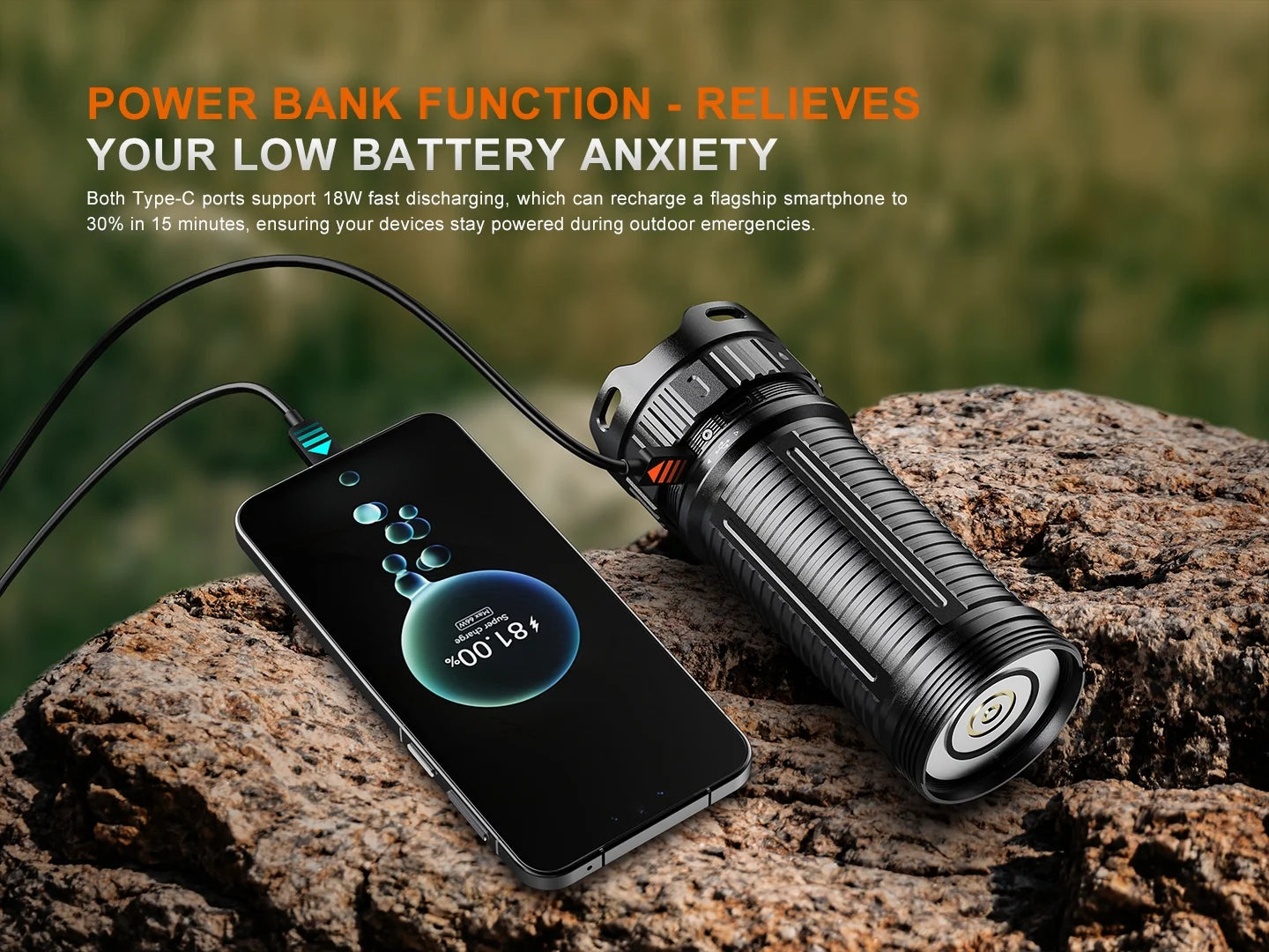 Fenix LR50R V2.0 - Lampe de poche multifonction super lumineuse rechargeable - 18 000 lumens