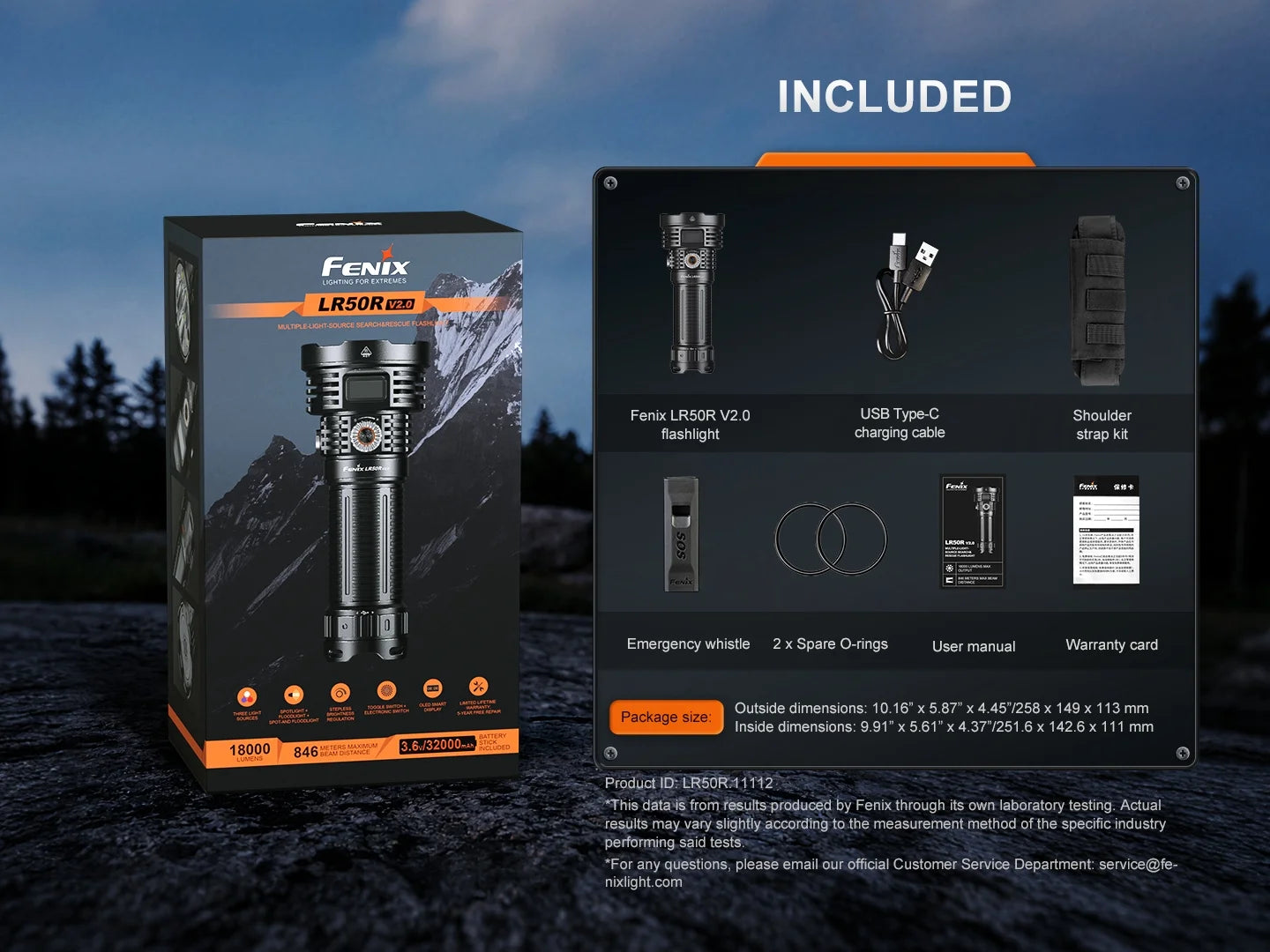 Fenix LR50R V2.0 - Lampe de poche multifonction super lumineuse rechargeable - 18 000 lumens