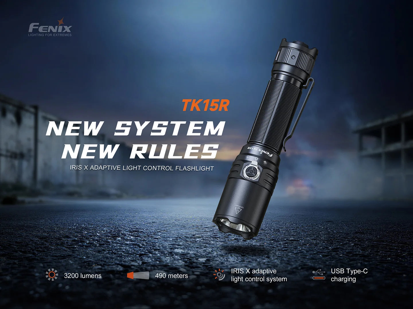 Fenix TK15R - Lampe torche tactique rechargeable système IRIS X - 3200 lumens