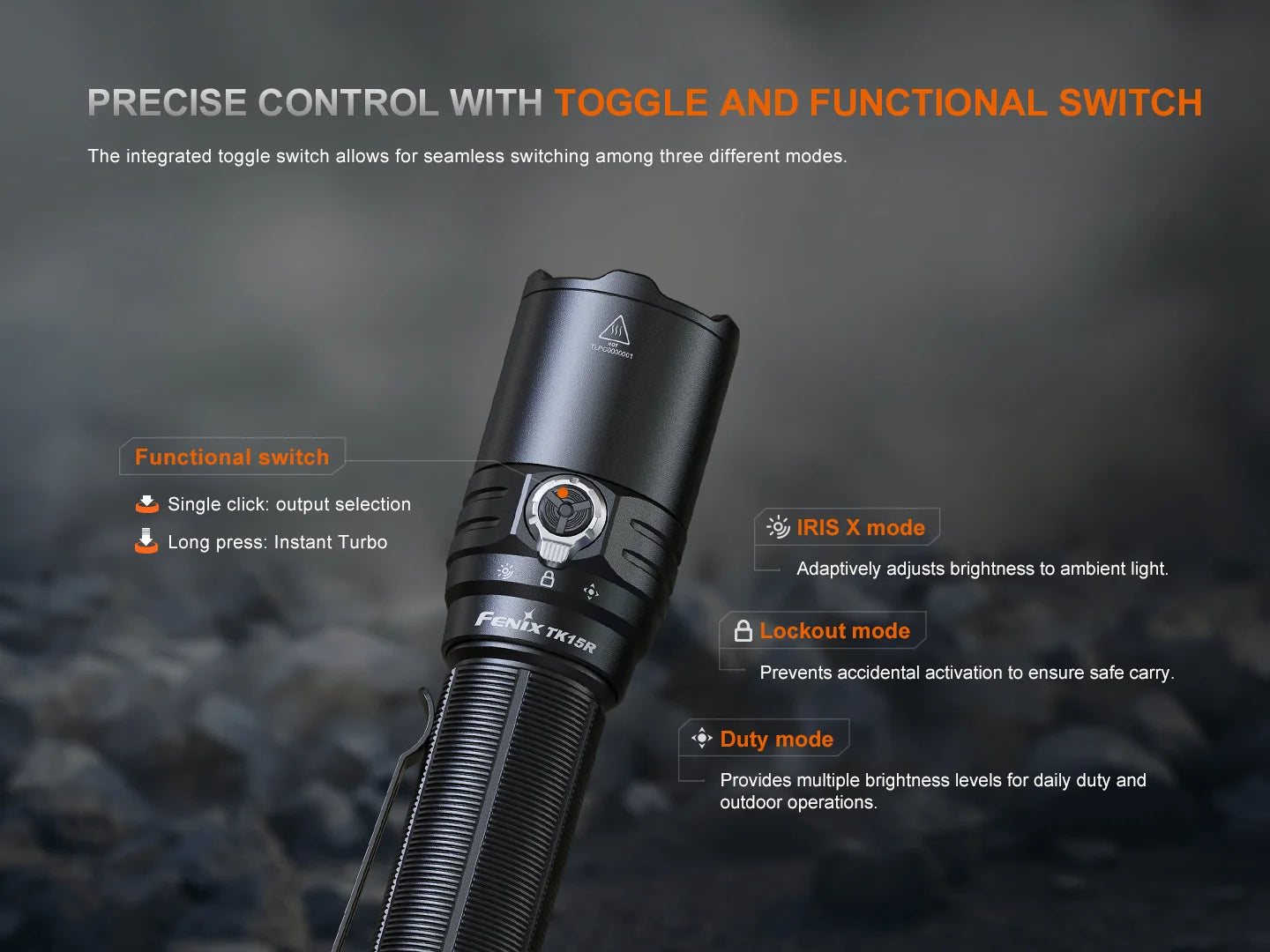 Fenix TK15R - Lampe torche tactique rechargeable système IRIS X - 3200 lumens
