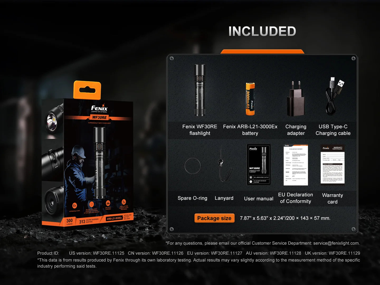 Fenix WF30RE - Lampe torche à sécurité intrinsèque - 300 lumens