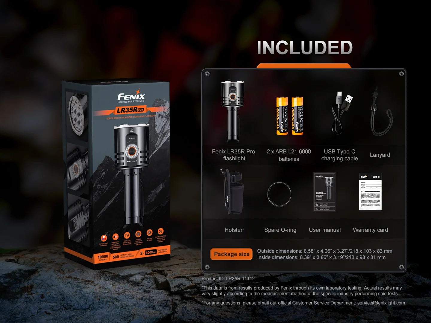 Fenix LR35R Pro - Lampe de recherche super lumineuse - 10000 LUMENS