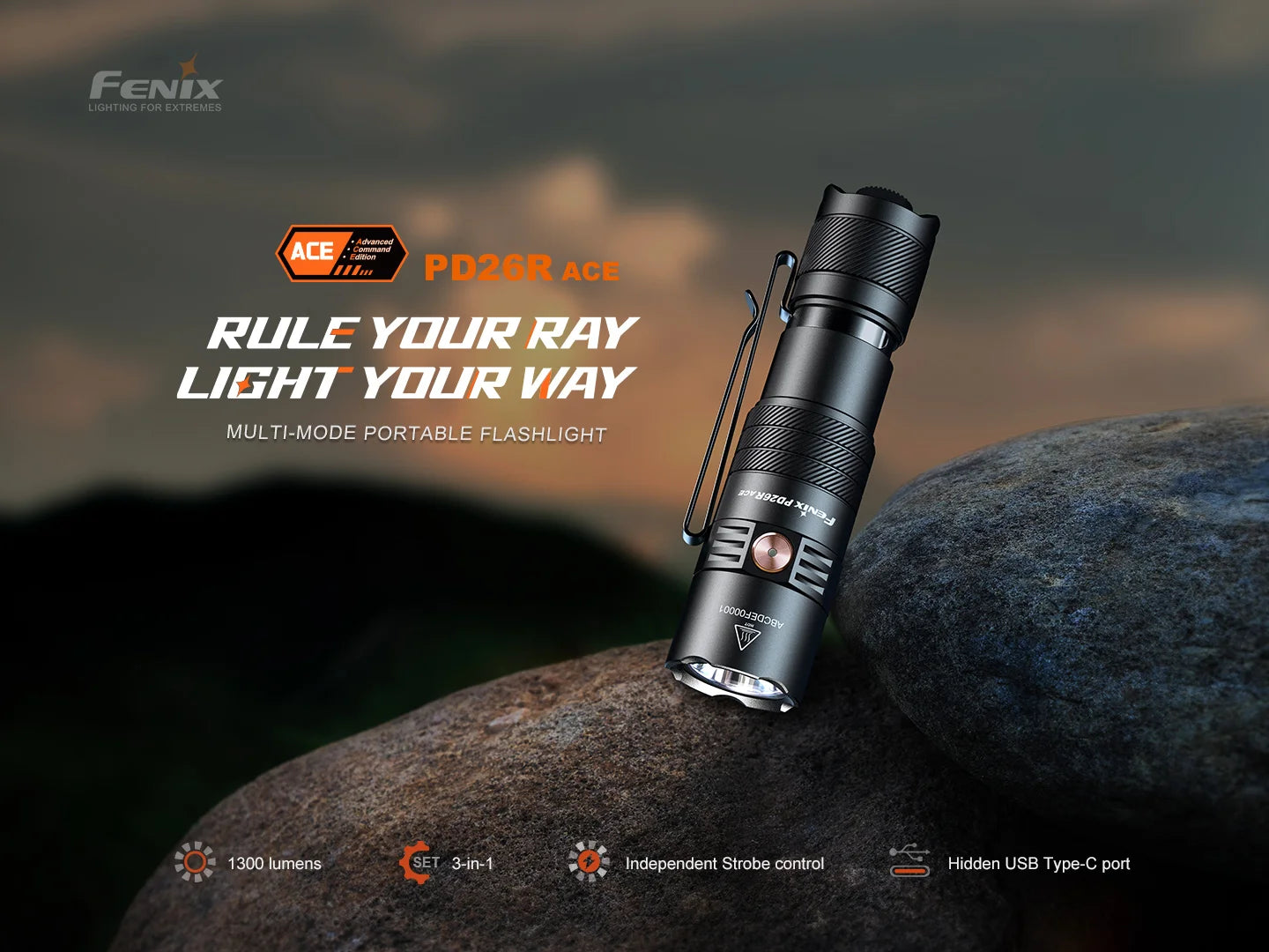 Fenix PD26R ACE - Lampe de poche multimodes - 1300 lumens