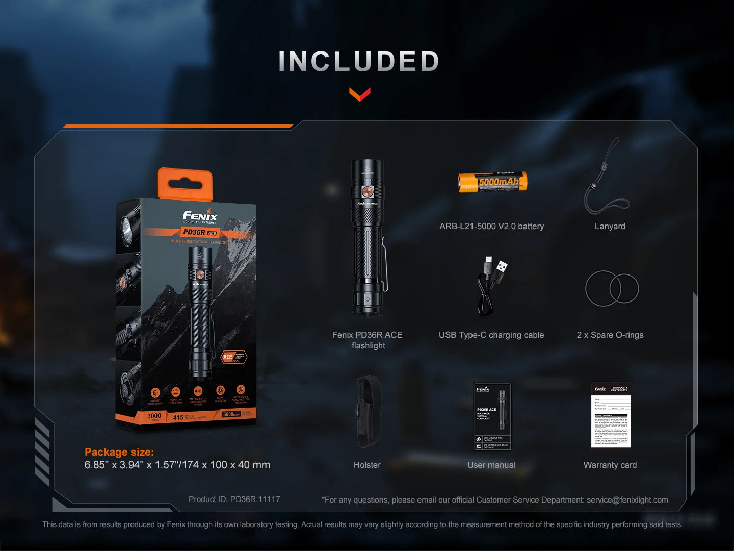 Fenix PD36R ACE Lampe torche tactique multimodes - 3000 lumens