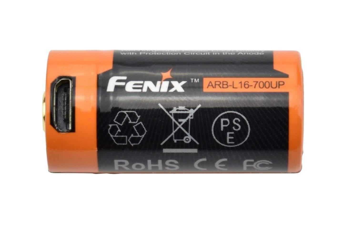 ARB-L16-700UP - Batterie 16340 Li-ion 700mAh Micro USB Site Officiel FENIX® - Votre boutique en ligne Fenix®