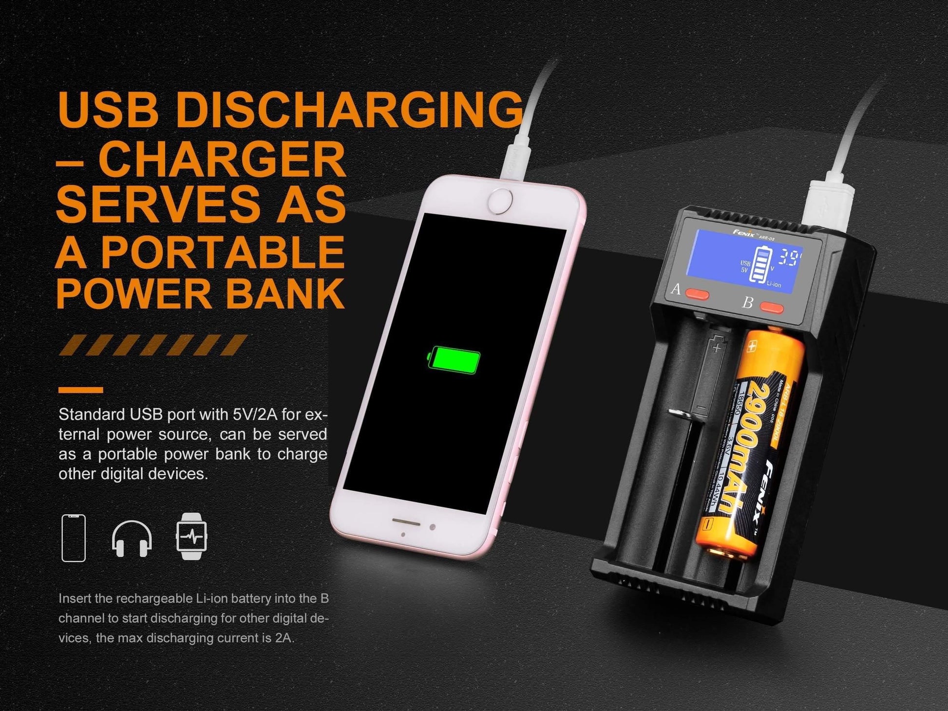 Chargeur de batterie Fenix ARE-D2 Site Officiel FENIX® - Votre boutique en ligne Fenix®