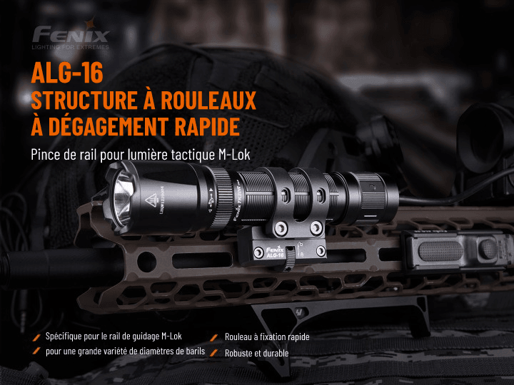 Fenix ALG-16 - Support de lampe pour rail M-Lok – Revendeur Officiel Lampes  FENIX depuis 2008