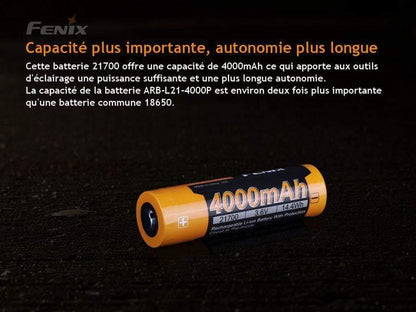 Fenix ARB-L21-4000P Batterie 21700 haute puissance Site Officiel FENIX® - Votre boutique en ligne Fenix®