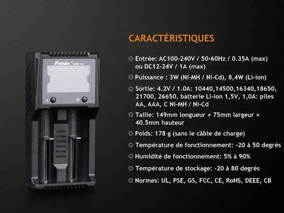 Fenix ARE-A2 - Chargeur de batterie intelligent à 2 canaux Site Officiel FENIX® - Votre boutique en ligne Fenix®