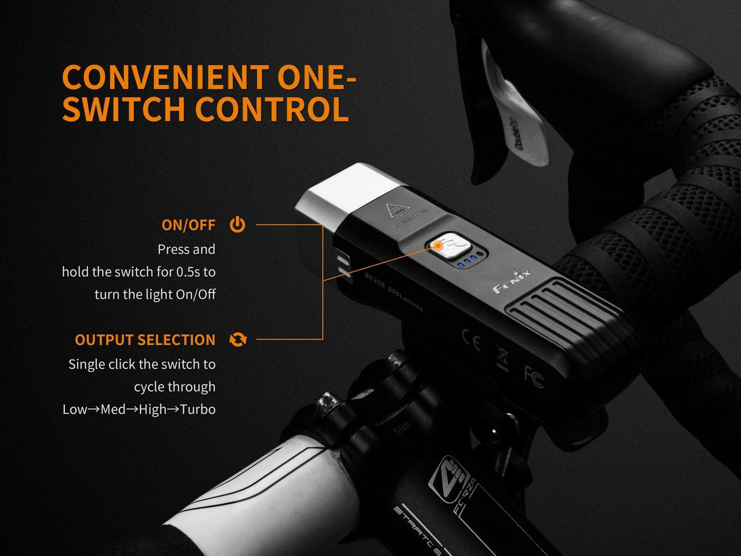 Fenix BC25R lampe de vélo 600 Lumens + technologie anti éblouissement piétons Site Officiel FENIX® - Votre boutique en ligne Fenix®