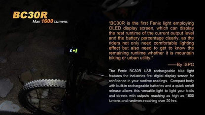 Fenix BC30R - 1600 Lumens - avec batterie interne et chargeur USB - écran OLED Site Officiel FENIX® - Votre boutique en ligne Fenix®