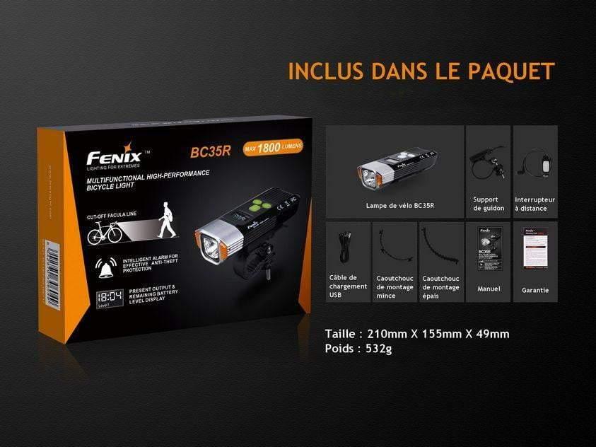 Fenix BC35R lampe de vélo rechargeable - 1800 lumens + technologie anti éblouissement et Alarme anti vol Site Officiel FENIX® - Votre boutique en ligne Fenix®