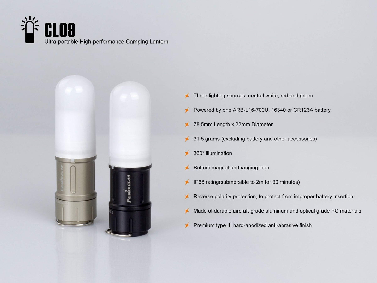Fenix CL09 - Lampe LED pour camping - 200 lumens - modèle Noir Site Officiel FENIX® - Votre boutique en ligne Fenix®