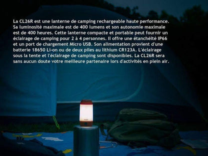 Fenix CL26R - lanterne de camping rechargeable 400 Lumens - batterie inclue Site Officiel FENIX® - Votre boutique en ligne Fenix®