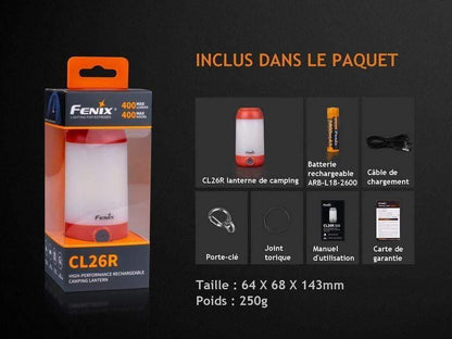 Fenix CL26R - lanterne de camping rechargeable 400 Lumens - batterie inclue Site Officiel FENIX® - Votre boutique en ligne Fenix®