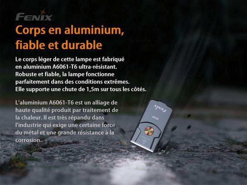 Fenix E03R - Lampe porte-clés en métal - 260 lumens Site Officiel FENIX® - Votre boutique en ligne Fenix®