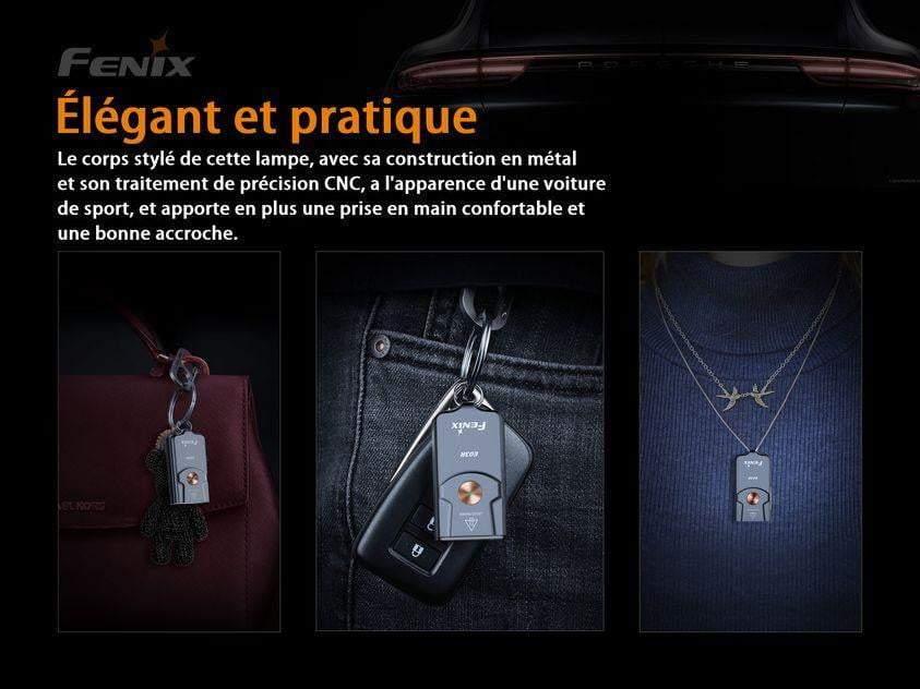 Fenix E03R - Lampe porte-clés en métal - 260 lumens Site Officiel FENIX® - Votre boutique en ligne Fenix®