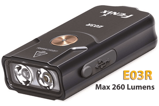 Fenix E03R - Lampe porte-clés en métal - 260 lumens Site Officiel FENIX® - Votre boutique en ligne Fenix®