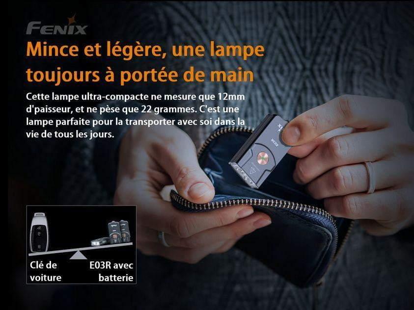 Fenix E03R - Lampe porte-clés en métal - 260 lumens Site Officiel FENIX® - Votre boutique en ligne Fenix®