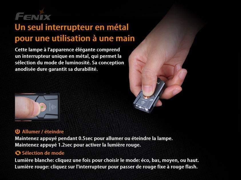 Fenix E03R - Lampe porte-clés en métal - 260 lumens Site Officiel FENIX® - Votre boutique en ligne Fenix®