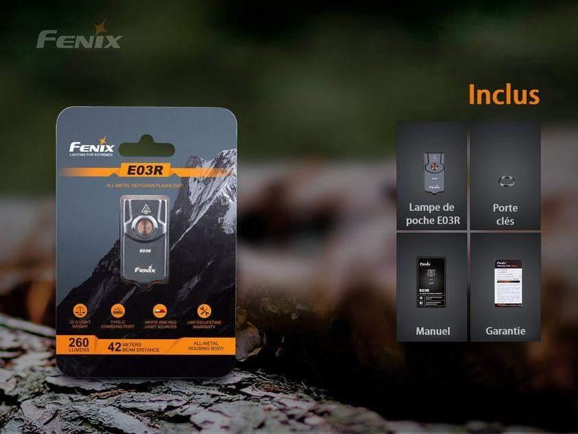 Fenix E03R - Lampe porte-clés en métal - 260 lumens Site Officiel FENIX® - Votre boutique en ligne Fenix®