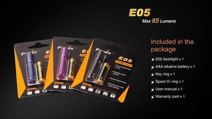 Fenix E05 - coloris bleu - édition 2014 - 85 Lumens + pile Site Officiel FENIX® - Votre boutique en ligne Fenix®