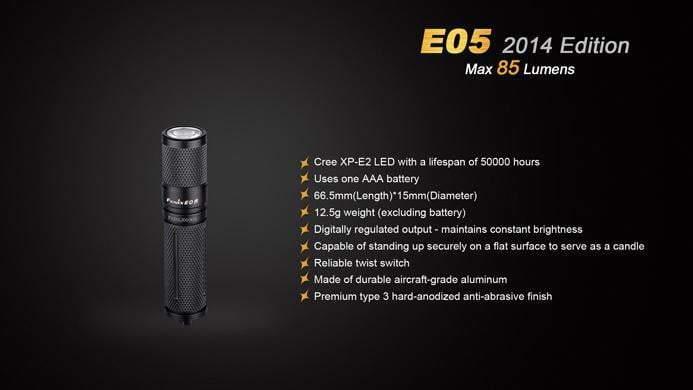 Fenix E05 - édition 2014 - 85 Lumens Site Officiel FENIX® - Votre boutique en ligne Fenix®