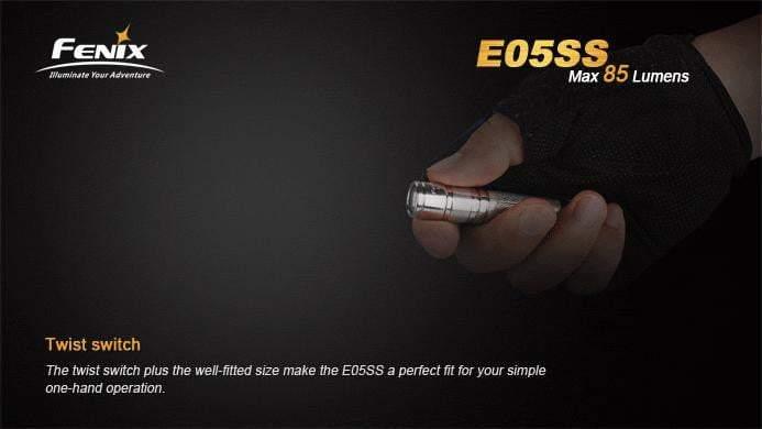 Fenix E05 - édition 2014 - 85 Lumens - Stainless Steel Site Officiel FENIX® - Votre boutique en ligne Fenix®