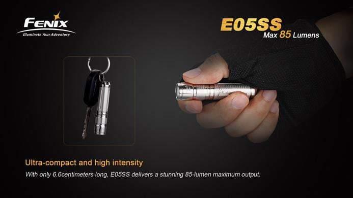 Fenix E05 - édition 2014 - 85 Lumens - Stainless Steel Site Officiel FENIX® - Votre boutique en ligne Fenix®