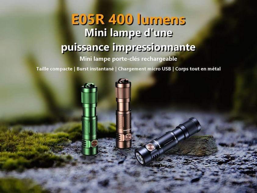 Fenix E05R - 400 lumens - rechargeable USB - pack complet Site Officiel FENIX® - Votre boutique en ligne Fenix®