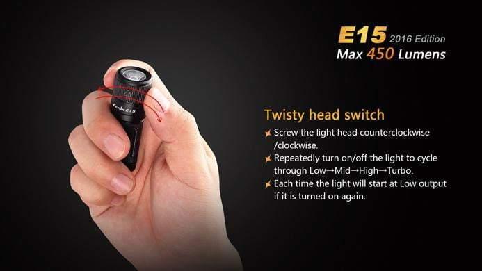 Fenix E15 - 450 Lumens - édition 2016 Site Officiel FENIX® - Votre boutique en ligne Fenix®