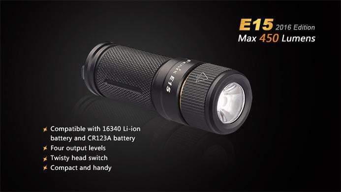 Fenix E15 - 450 Lumens - édition 2016 Site Officiel FENIX® - Votre boutique en ligne Fenix®