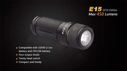 Fenix E15 - 450 Lumens - édition 2016 Site Officiel FENIX® - Votre boutique en ligne Fenix®