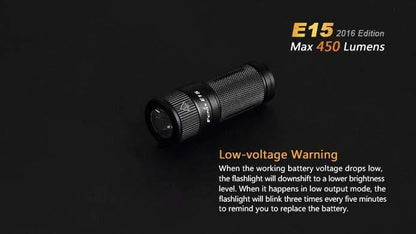 Fenix E15 - 450 Lumens - édition 2016 Site Officiel FENIX® - Votre boutique en ligne Fenix®