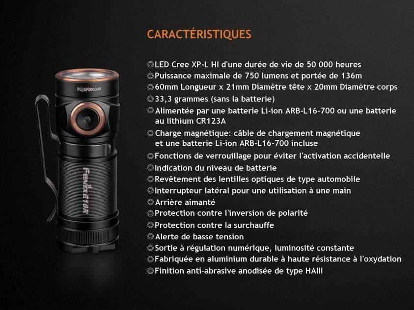 Fenix E18R - 750 lumens - rechargeable et ultra compact Site Officiel FENIX® - Votre boutique en ligne Fenix®