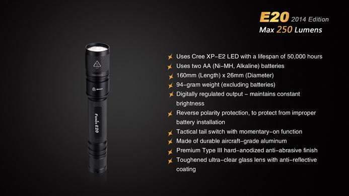 Fenix E20 - édition 2014 - 250 Lumens Site Officiel FENIX® - Votre boutique en ligne Fenix®