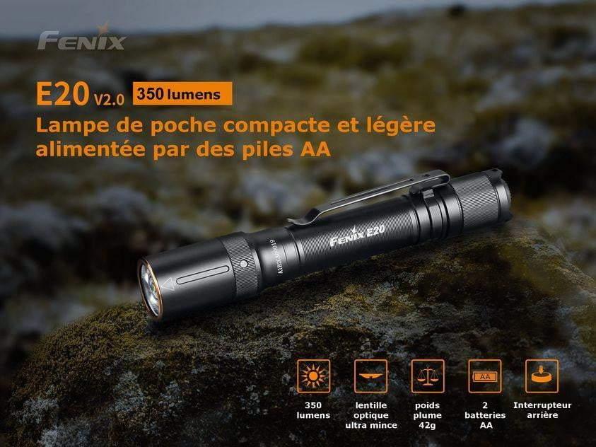 Fenix E20 V2.0 EDC - 350 lumens - piles incluses Site Officiel FENIX® - Votre boutique en ligne Fenix®